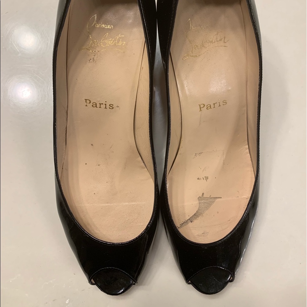 Authentic Christian Louboutin Blk Patent Peep Toe